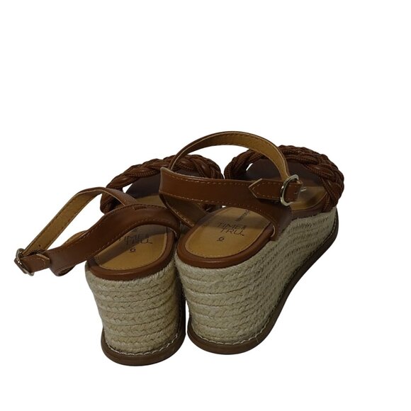 Time And Tru Brown Braided Wedge Espadrille Platform Sandals Women Size 6 - Picture 4 of 8